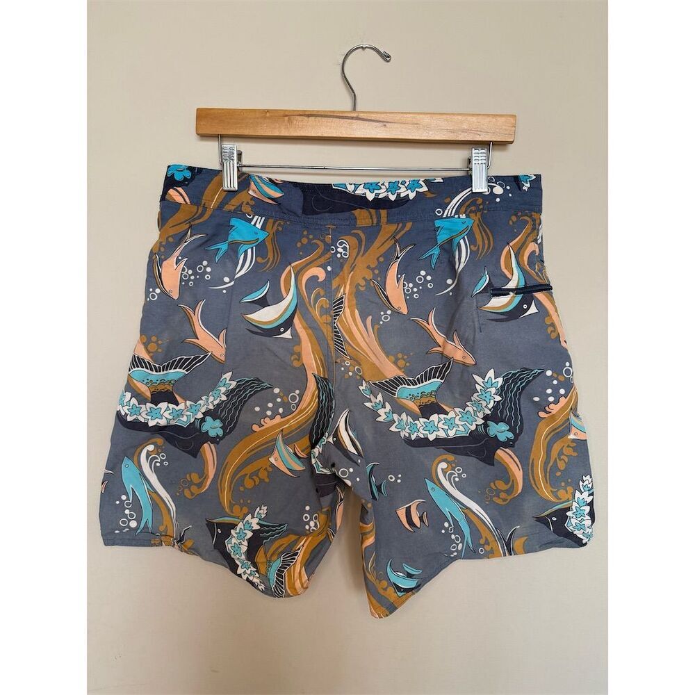 Patagonia Men’s Minimalist Wavefarer Board Shorts 33 Paradise Fish Glass Blue - Picture 2 of 8